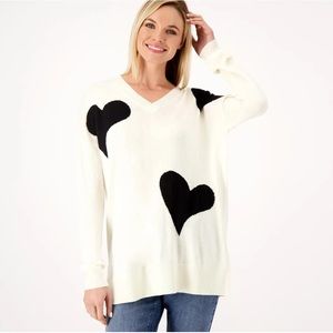 Laurie Felt Cashmere Blend Heart Sweater 🖤